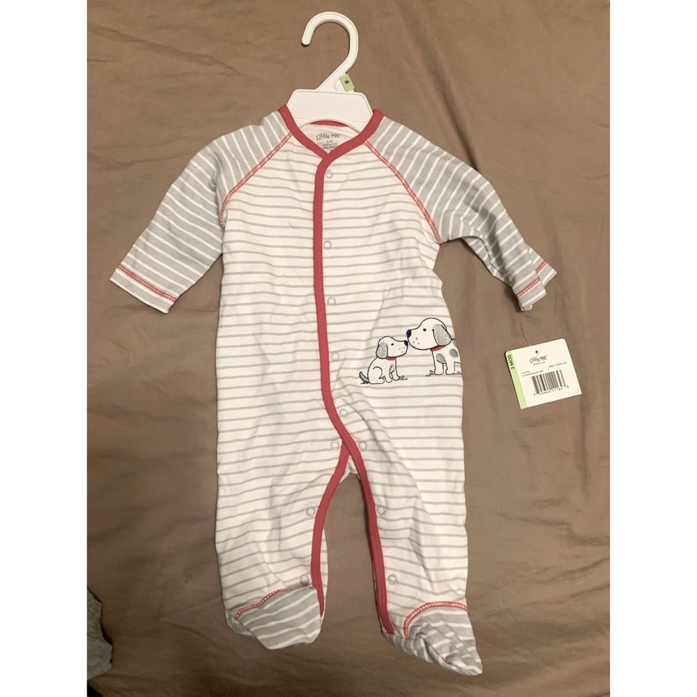 Little Me Striped Dog Footie Onesie size 3M NWT